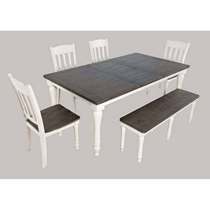 Ensemble de table de salle à manger 6 pièces Karley Lark Manor, Blanc rétro, Blanc rétro