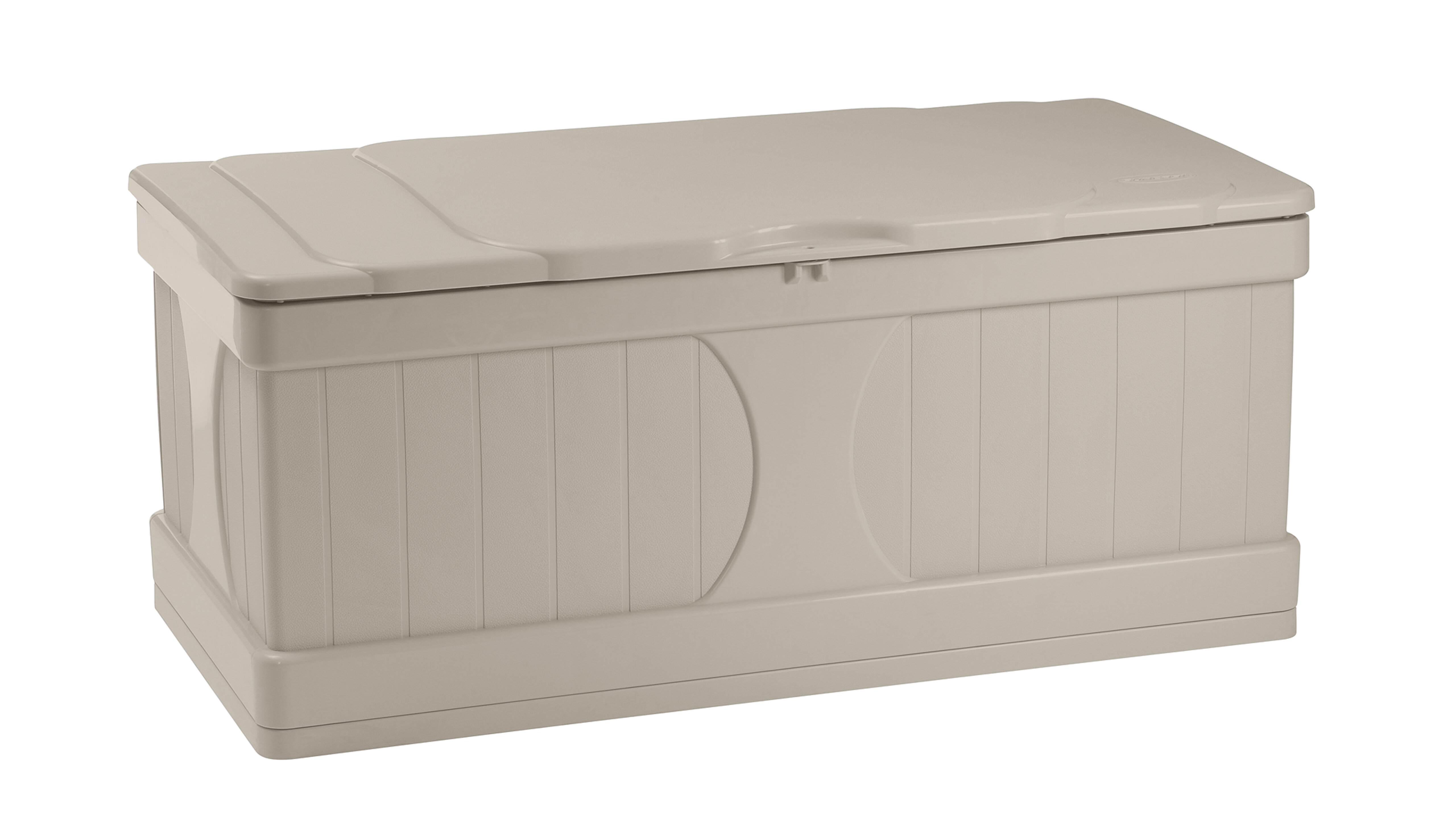 Suncast 50-Gallon Outdoor Resin Patio Deck Storage Box with Seat,  Peppercorn