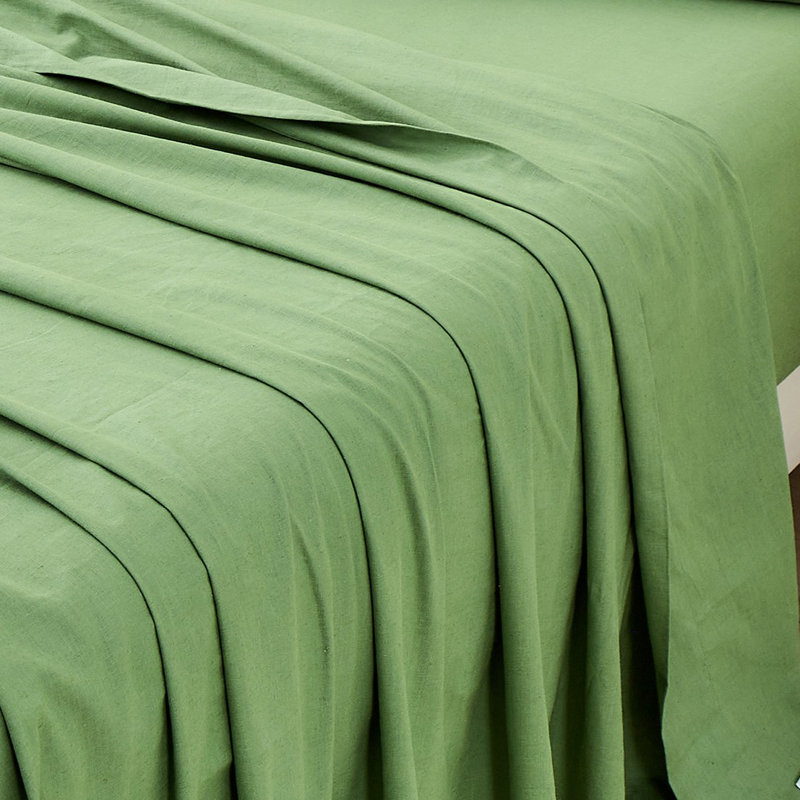 Linen Cotton Flat Sheet, Khaki Green, Queen