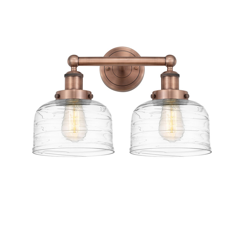Arlester 2 - Light Dimmable Vanity Light, Antique Copper, Clear Deco Swirl