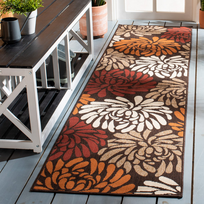 Tapis d'intérieur / extérieur à motif floral Centeno Performance, Tapis de couloir 2 pi 3 po x 12 pi