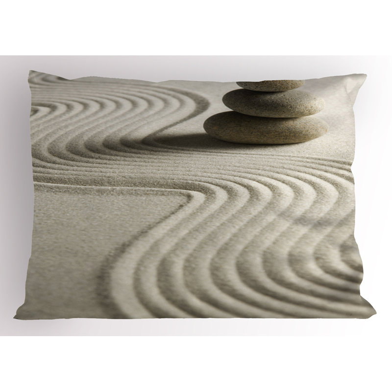 Ambesonne Rock Pillow Sham 2 Pack Stack of Stones Balanced Theme Taupe Dust, 20"H x 26"W