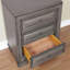 Table de chevet 3 tiroirs en bois gris avec prise USB et prise de courant