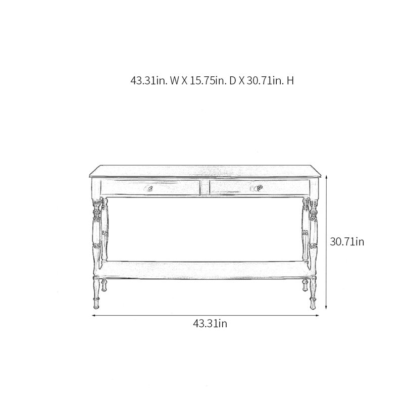 Retro Multifunctional Console Table With 2 Drawers, 30.71" H x 43.31" W x 15.75" D