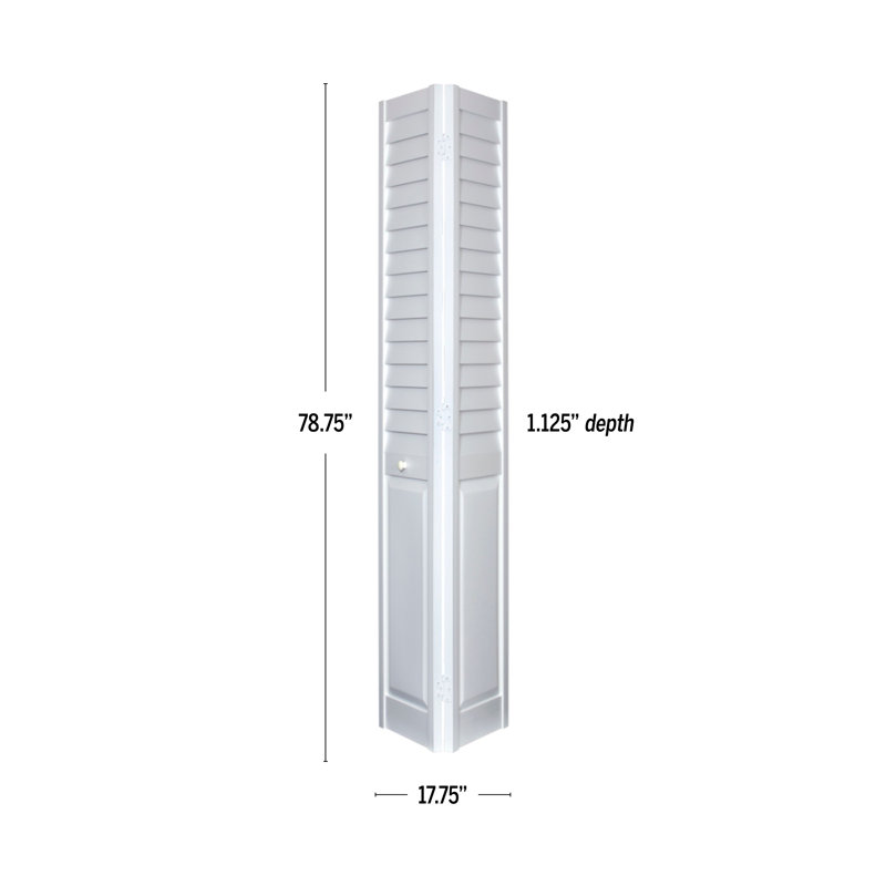 Porte pliante en deux à persiennes en PVC / vinyle, 17,75 po x 80 po