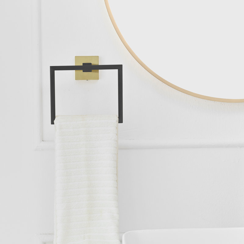 Wall Mounted Square Towel Ring Stainless Steel, Matte Black & Gold