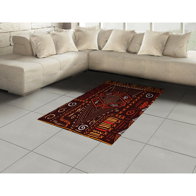 Tapis décoratif Tribal, Rectangle— 4 pi x 5 pi 8 po