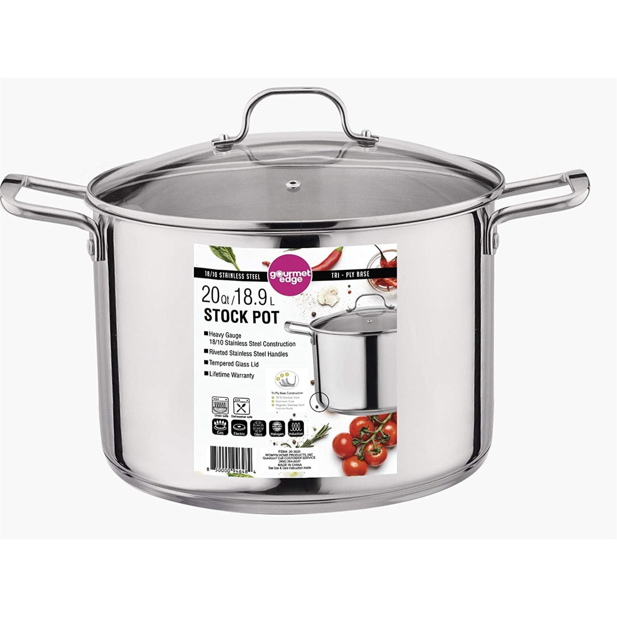 Winco Induction Ready Aluminum Stock Pots with Stainless Steel Bottom - 10  Quart