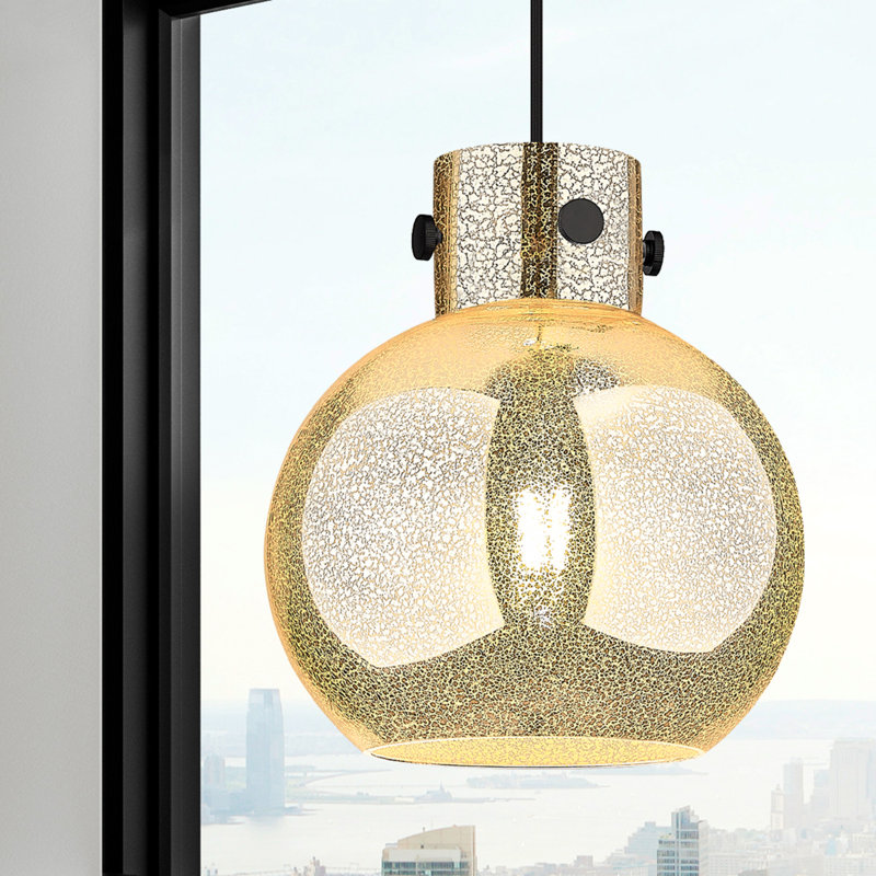 Luminaire suspendu 1 lumière Lantz, Noir mat, H 11,75 po x l 10 po x P 10 po
