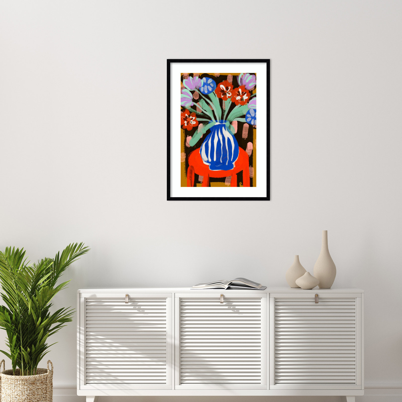 Ocilla "Floral Still Life No. 2" Print, Black, 33" H x 24" W