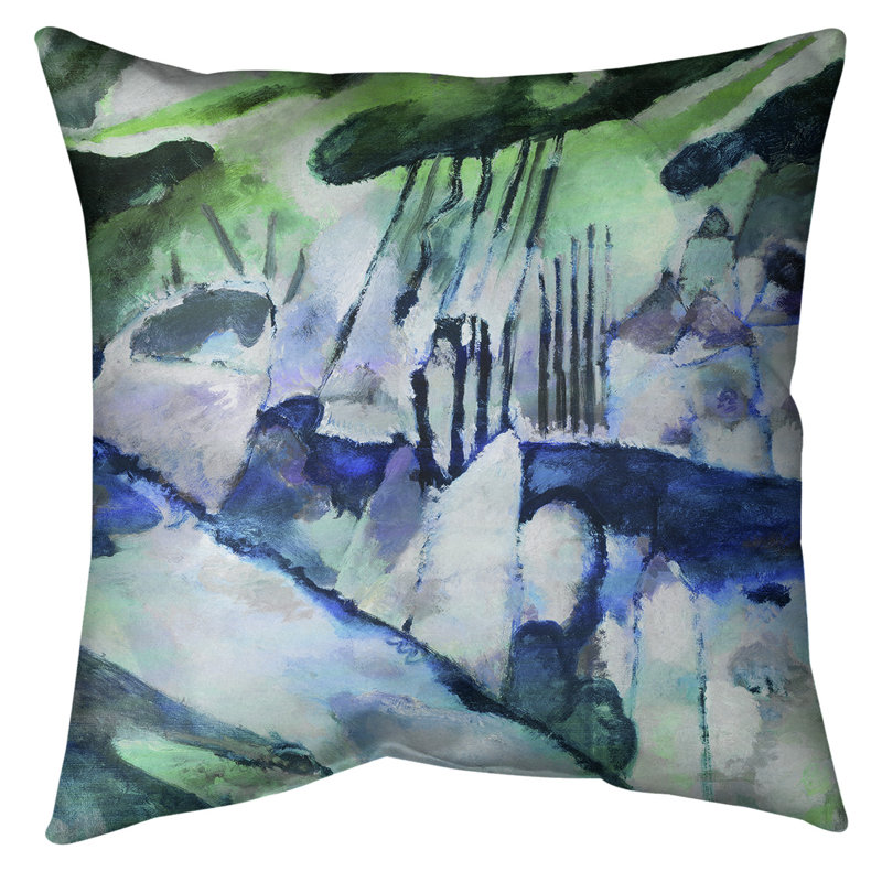Coussin décoratif avec une pluie paysager, Vert, 18 po x 18 po, Sergé de coton