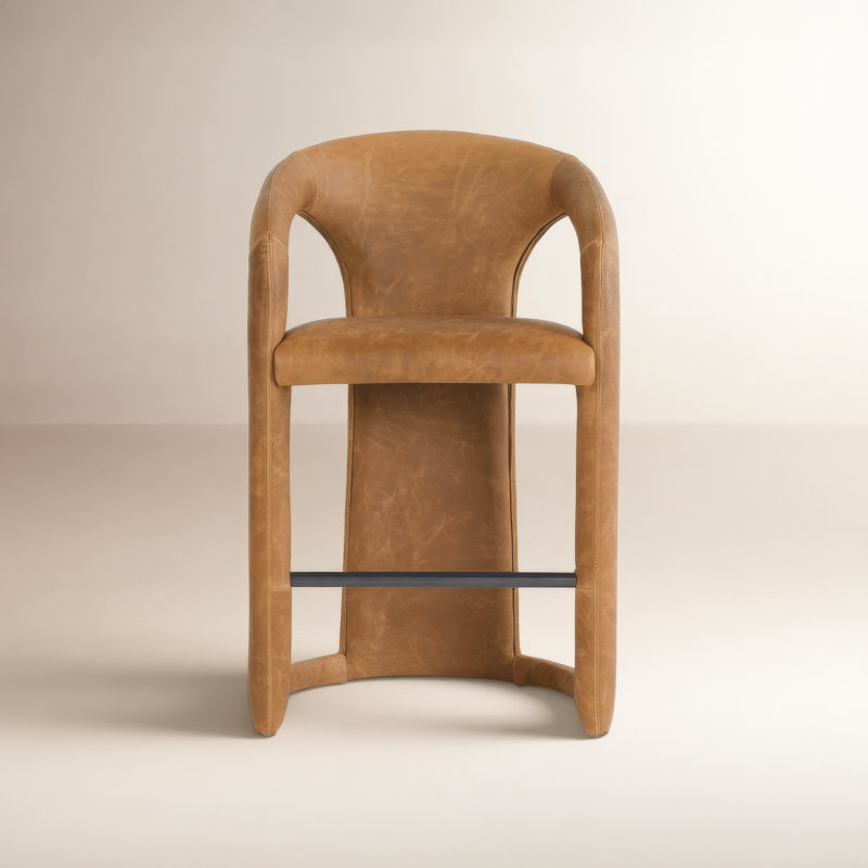 Archie Leather Counter Stool, Maple Brown