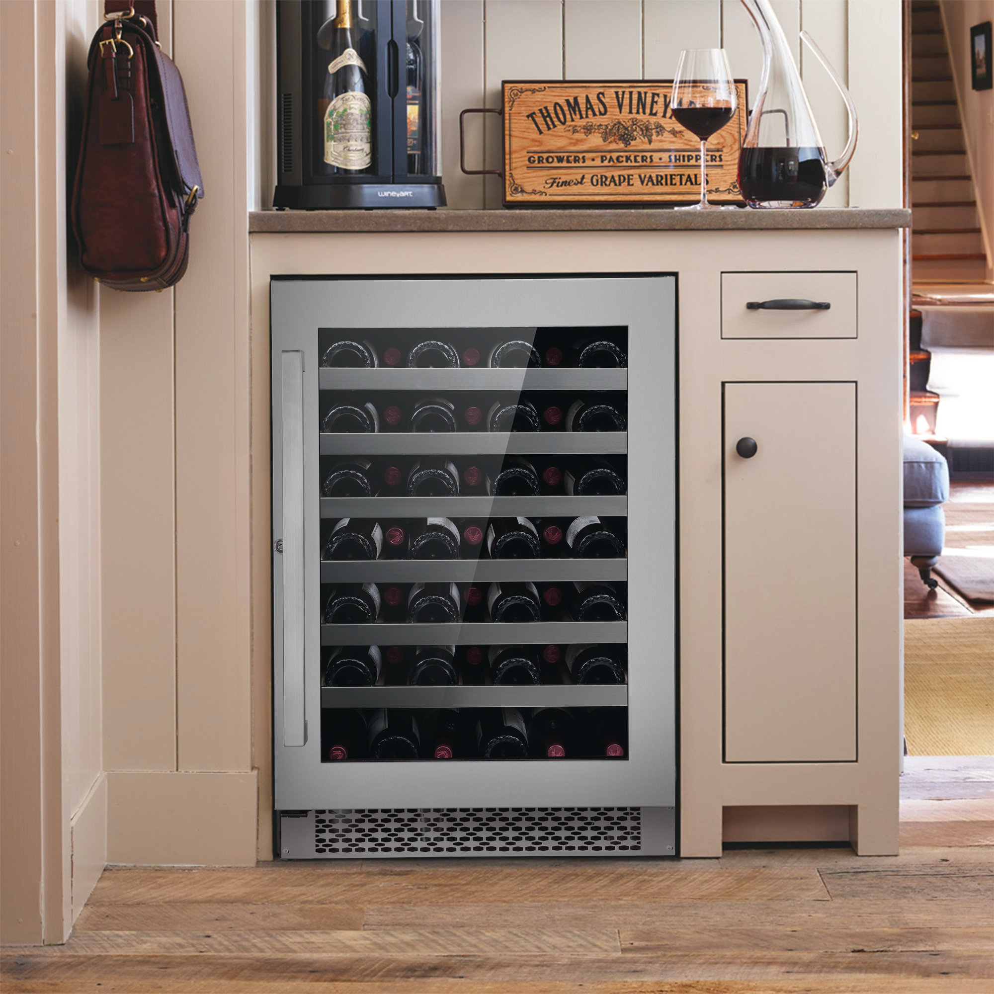 Wine cabinet with discount built in fridge