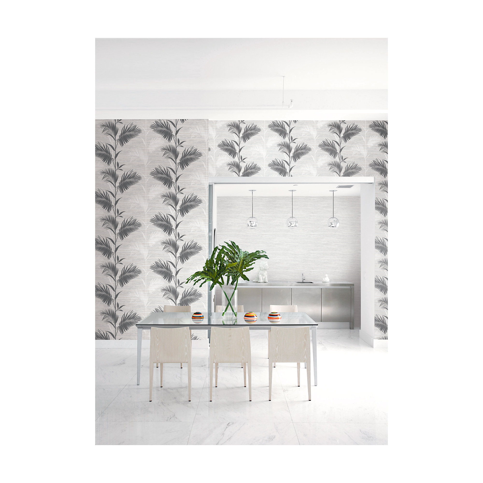 Paonia Modern Floral Wallpaper, Black