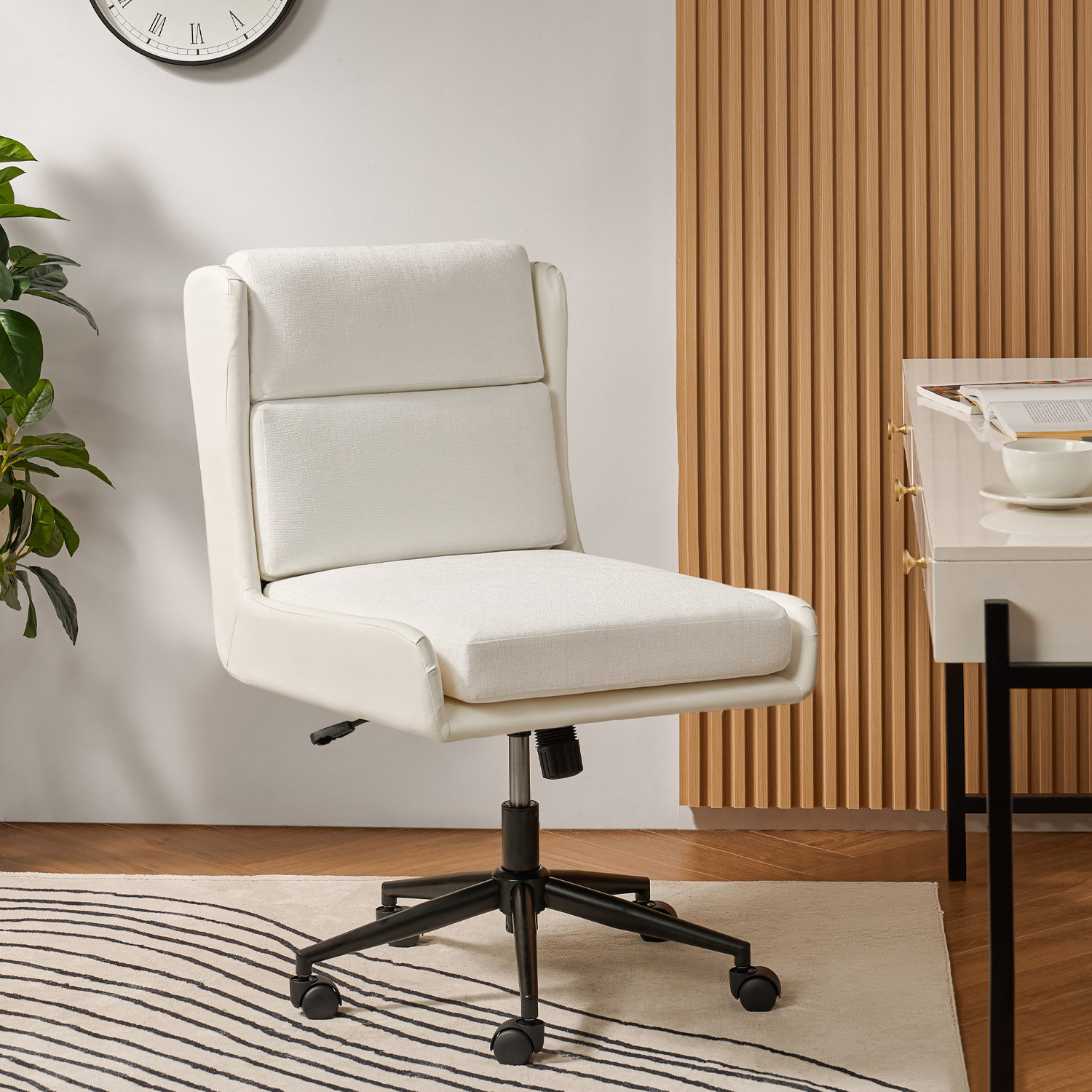 Latitude Run® Veva Modern Faux Leather Tilting Criss Cross Office Chair ...