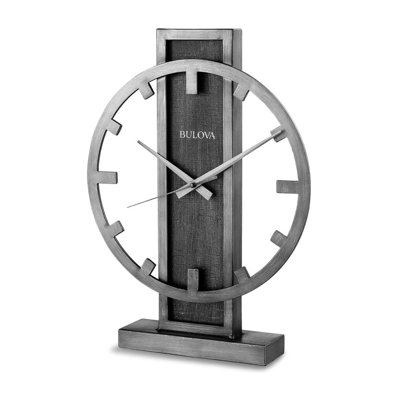 Streak Industrial Metal Quartz Movement / Crystal Tabletop Clock in Silver