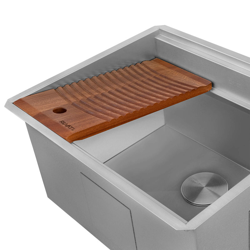 Ruvati 23 x 19 x 12 inch Deep Laundry Workstation Sink with Washboard Undermount Stainless Steel