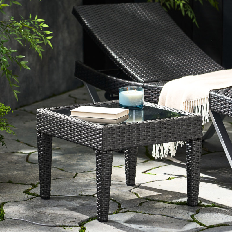 Table d'appoint grise avec verre et résistance à la pluie, Gris