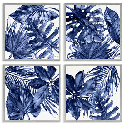Ensemble de 4 giclées bleues aux feuilles de palmier bleues par Paul Brent