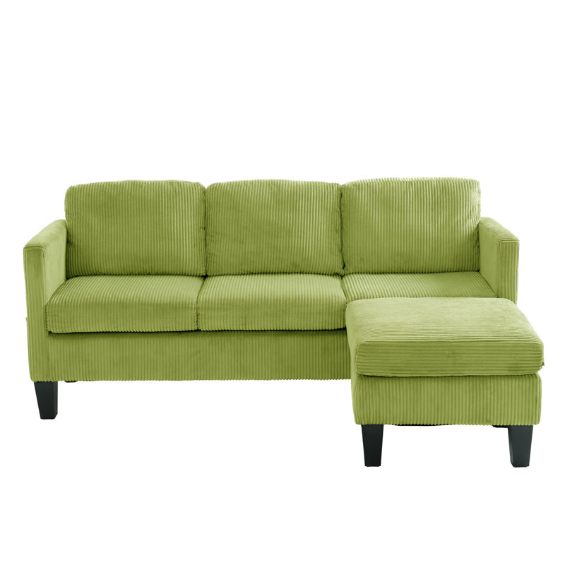 L-Shaped Sofa With Storage Ottoman, Green