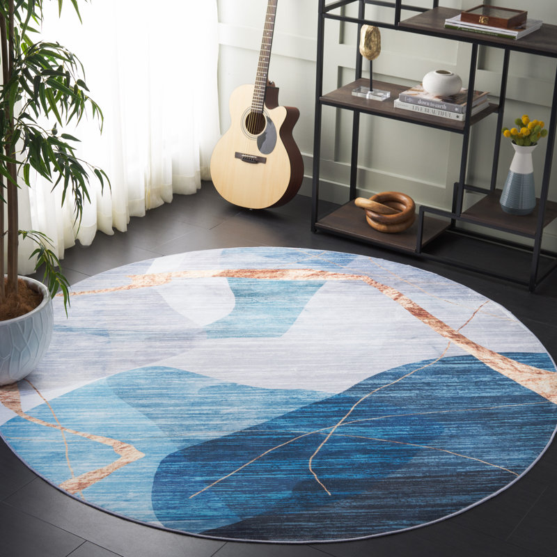 Tapis bleu / doré Josalina Monica 836