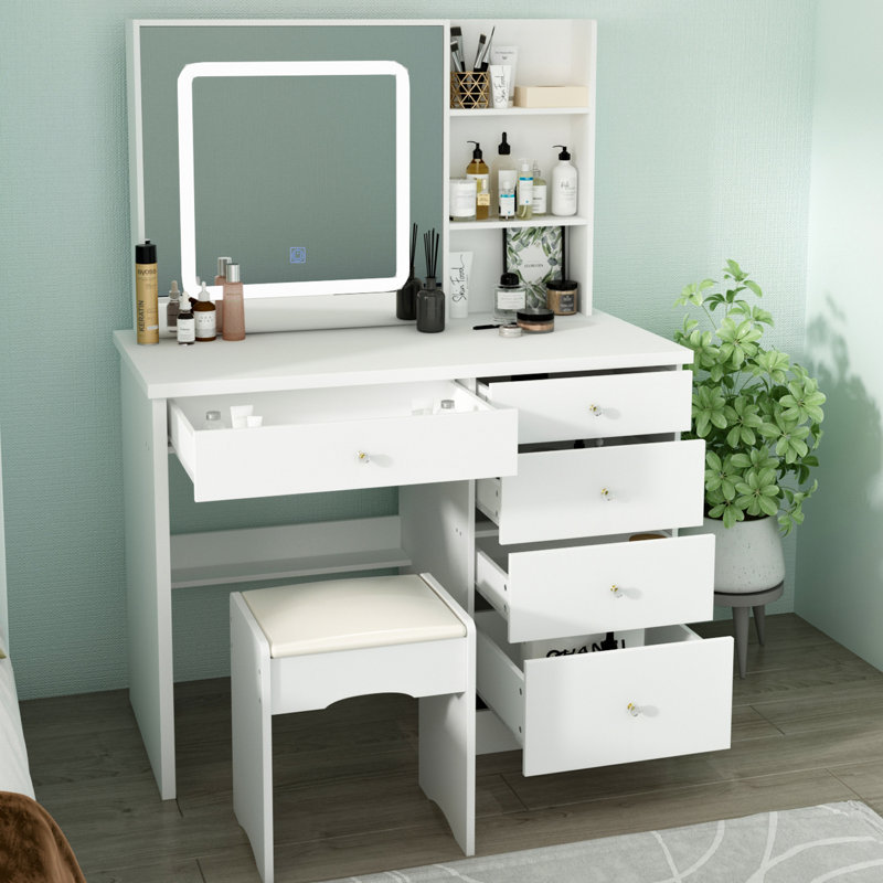 Ensemble coiffeuse avec tabouret et miroir