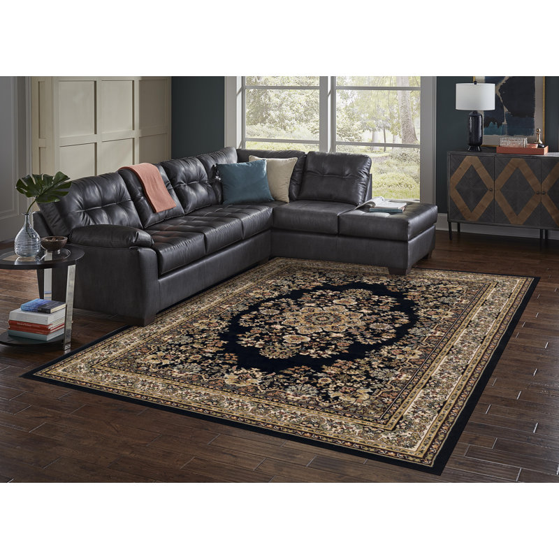 Tapis beige / noir Rehan, Rectangle 5 pi x 7 pi