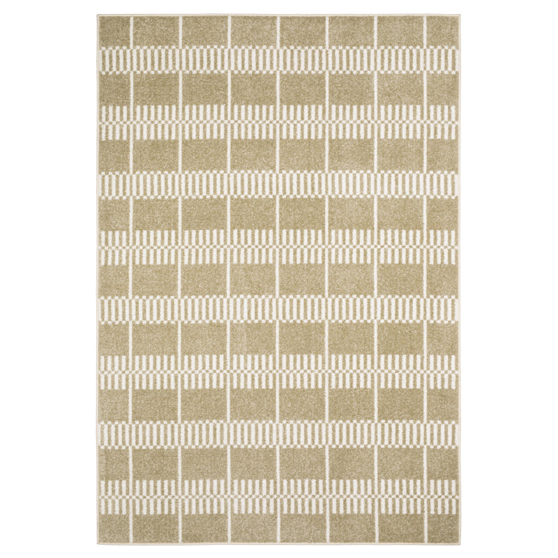 Quince Scandinavian Modern Grid Beige/ Ivory Area Rug, Runner 2' x 7'