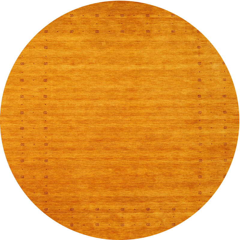 Tapis orange à motif abstrait, Rond 4 pi