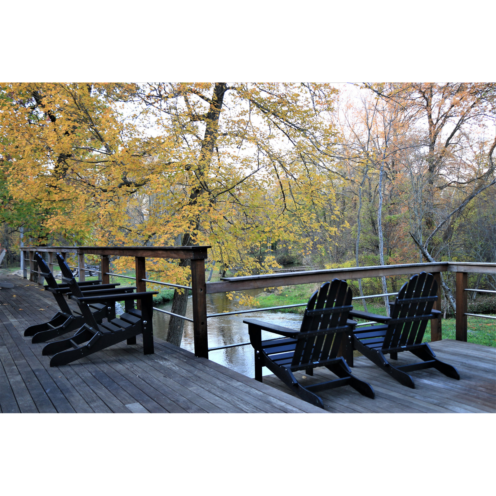 Leighton Foldable Outdoor Adirondack Set, Black
