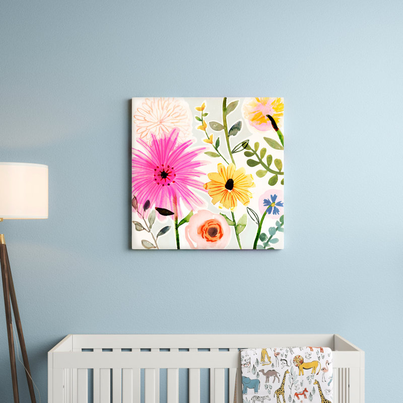 Floral Pop I by Victoria Borges - Painting on Canvas, 76cm H x 76cm W, Wrapped Canvas