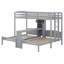 Lit superposé simple au-dessus de simple et simple avec bureau et tablettes de rangement, lit superposé triple 3 en 1 avec lampe de lecture à DEL-566961093