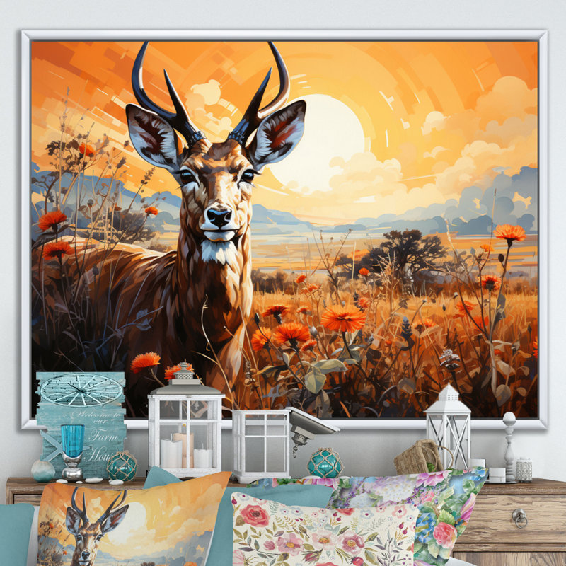 «Bilgin Gazelle Landscape I», reproduction, H 34 po x l 44 po x P 1,5 po, Cadre flottant blanc