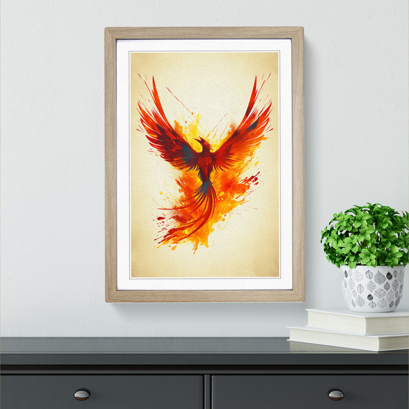 Phoenix Minimalism - Framed Print, 34cm H x 25cm W x 2cm D, Oak