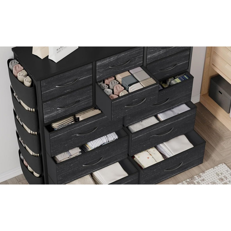 Edyta 98cm W 12 - Drawer Chest of Drawers, Black