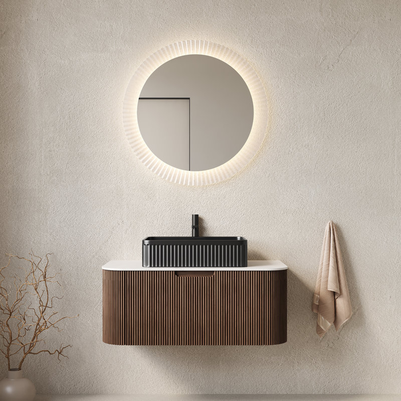 Lavabo de salle de bain 36 po, Noyer foncé, L 36 po