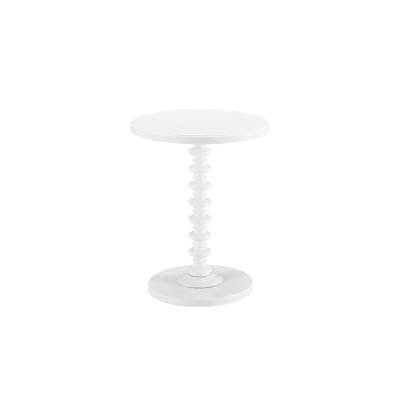 White Finish Accent Table - Synthetic Wood Graceful Pedestal Versatile For Home Decoration Piece Round Minimalist Look Decorative And Functional