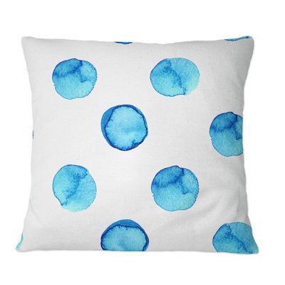 Coussin décoratif à pois moderne bleu clair