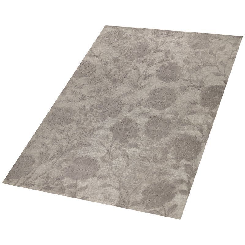 Peony Floral Area Rug in Silver/Gray, Rectangle 2' x 3'