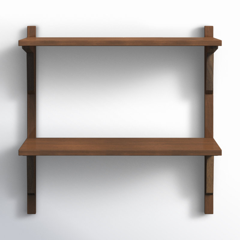 Baez 2 Piece Poplar Tiered Shelf, Rustic Brown