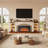90-Inch Wide Fireplace TV Stand with 36-Inch Insert and LED Lights – Mantel Media Console for TVs Up to 100 Inches-733282115