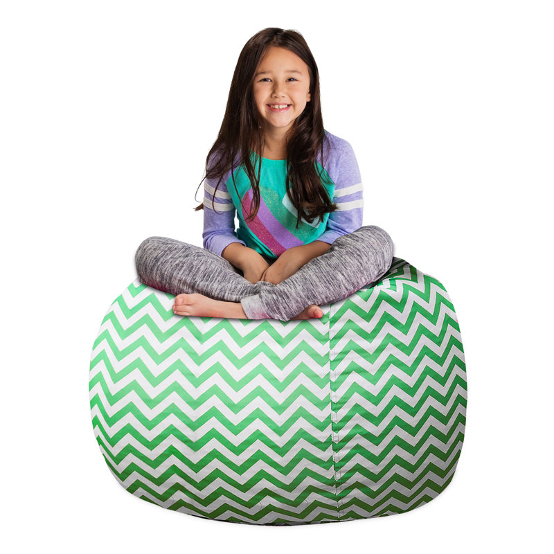 Housse pour fauteuil à billes Kids, Grand - 38 po, Motif de chevron vert et blanc