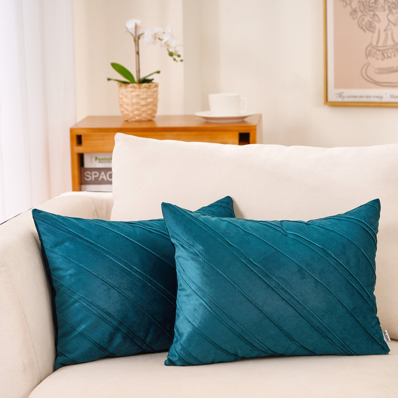 Warissi - Housse de coussin pour lit double à rayures Vlevet, Housse de coussin seulement - sans coussin, Vert foncé