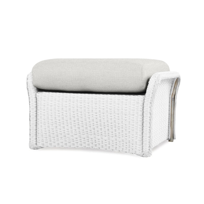 Weekend Retreat Outdoor Ottoman, White, Remy Cloud
