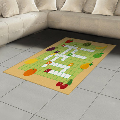Word Search High Density Long Fiber Poly Threads Decorative Area Rug Carpet