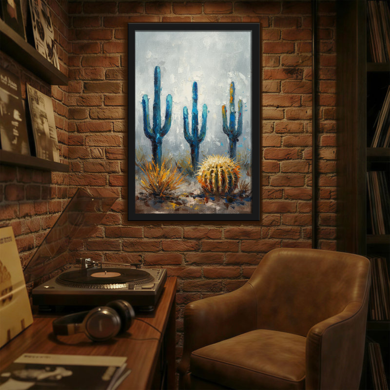 Plantes et fleurs, paysage de cactus du désert, reproduction d'art, H 36 po x l 24 po