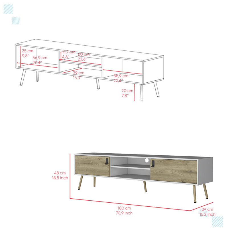Tv Stand A Magness, Living Room, White / Macadamia