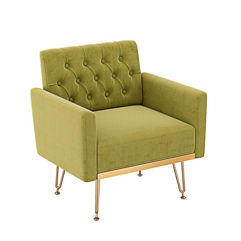 Fauteuil rembourré simple, Velours vert