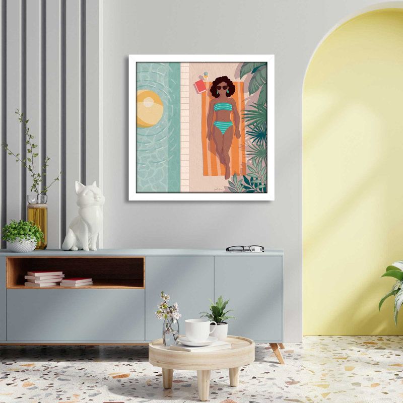 Beach Babes III - Peinture, L 25,5 po x H 25,5 po, Cadre blanc
