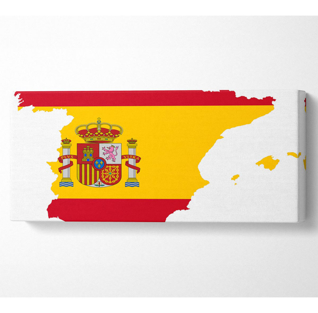 Spaniens Flagge Karte - Panorama-Kunstdrucke auf Leinwand - Wrapped Canvas